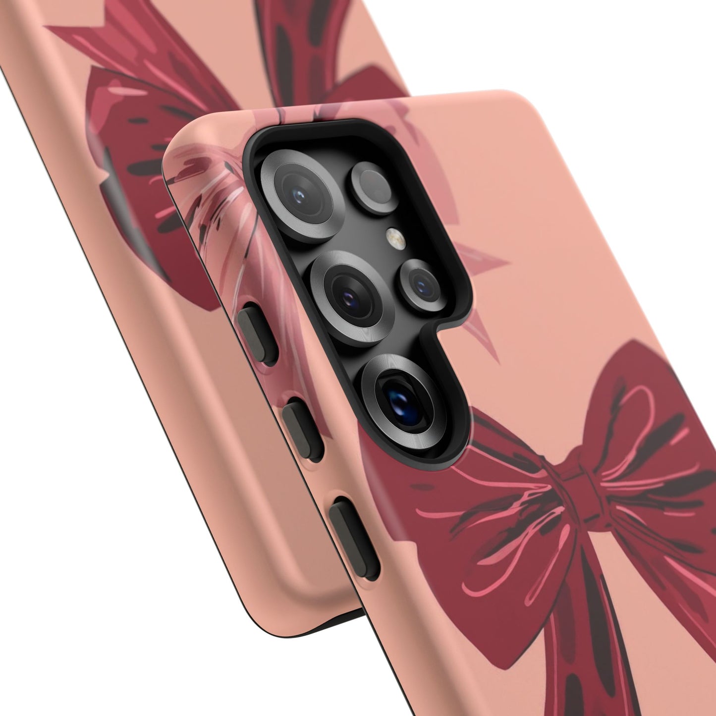 Bow Pattern Tough Phone Case — Pink, Red & Black Decorative Bows