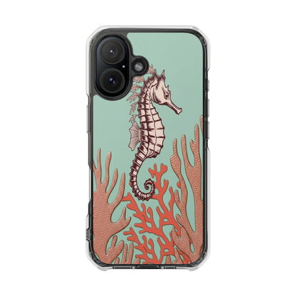 Clear Magnetic Phone Case — Seahorse & Coral Ocean Design