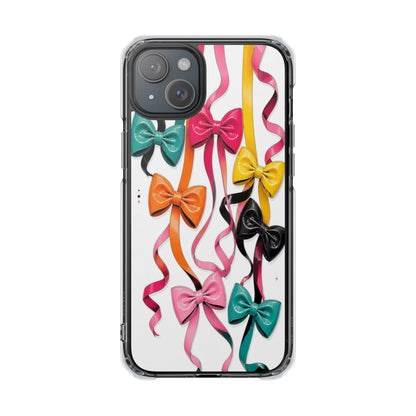 Clear Magnetic Phone Case — Colorful Ribbon Bows Design