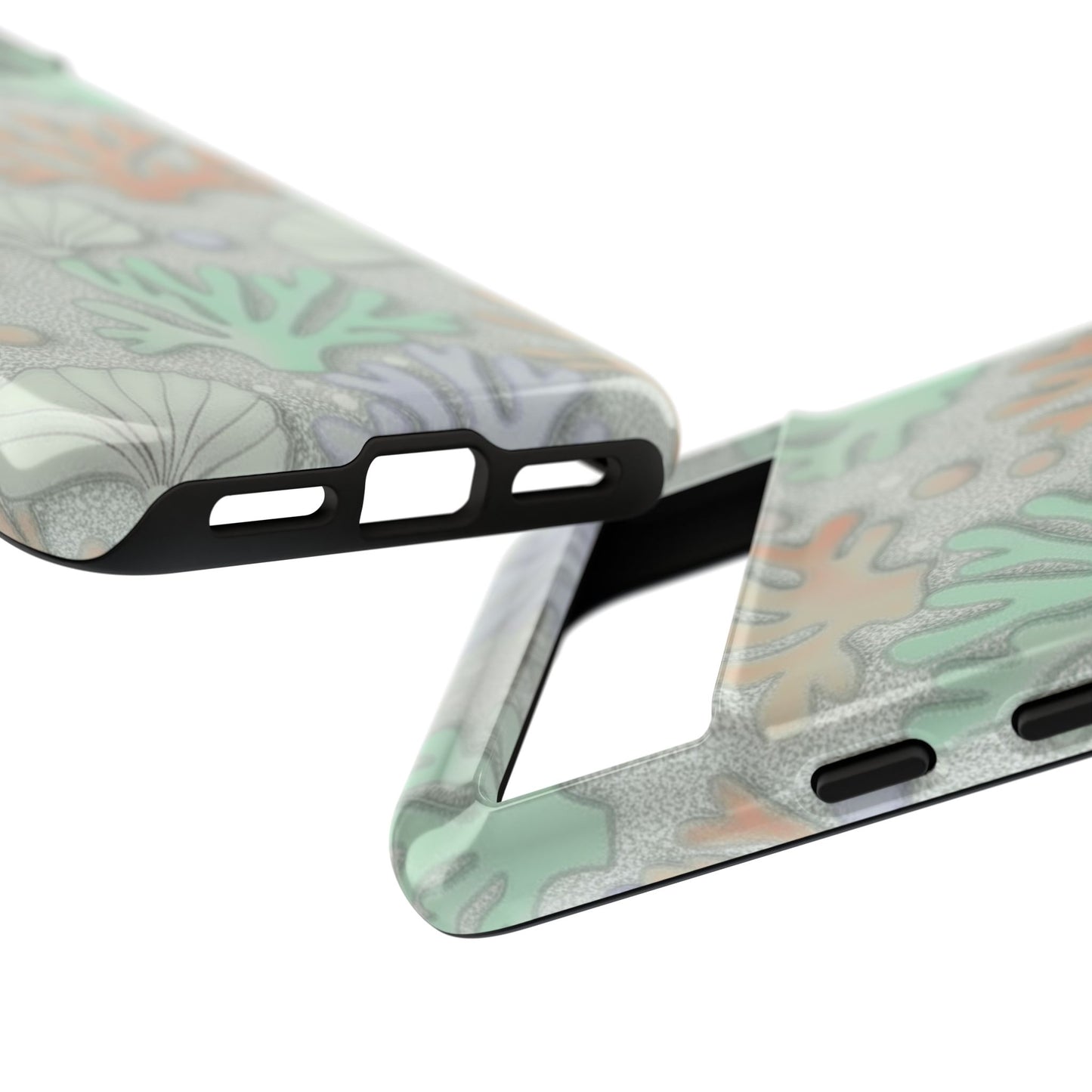 Pastel Coral Reef Tough Phone Case – Sea Shell & Coral Pattern Durable Protector
