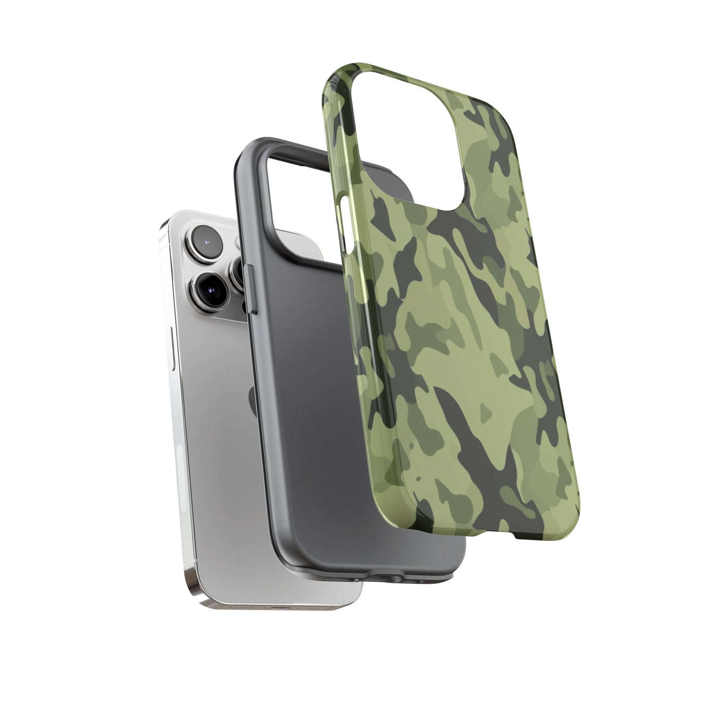 Camo Tough Phone Case — Military Green Protective iPhone Cover