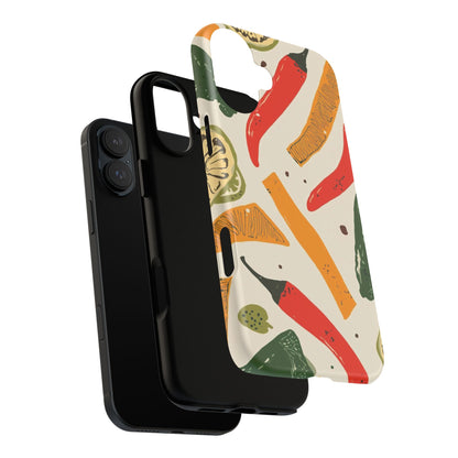 Spicy Peppers Phone Case – Colorful Chili, Lime & Citrus Pattern
