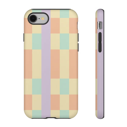 Pastel Checkered Phone Case — Retro Stripe Tough Case