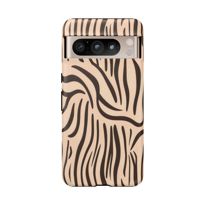 Zebra Stripe Tough Phone Case – Neutral Animal Print Protective Cover