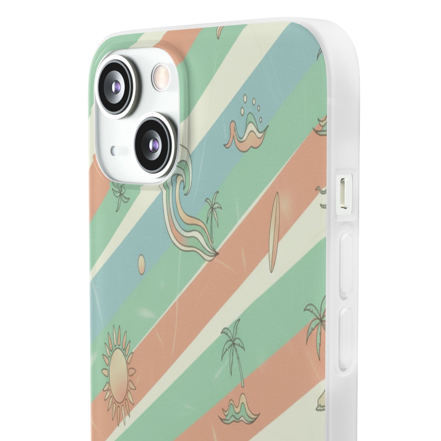 Beach Vibes Phone Case — Retro Pastel Surf & Palm Protective Flexi Case
