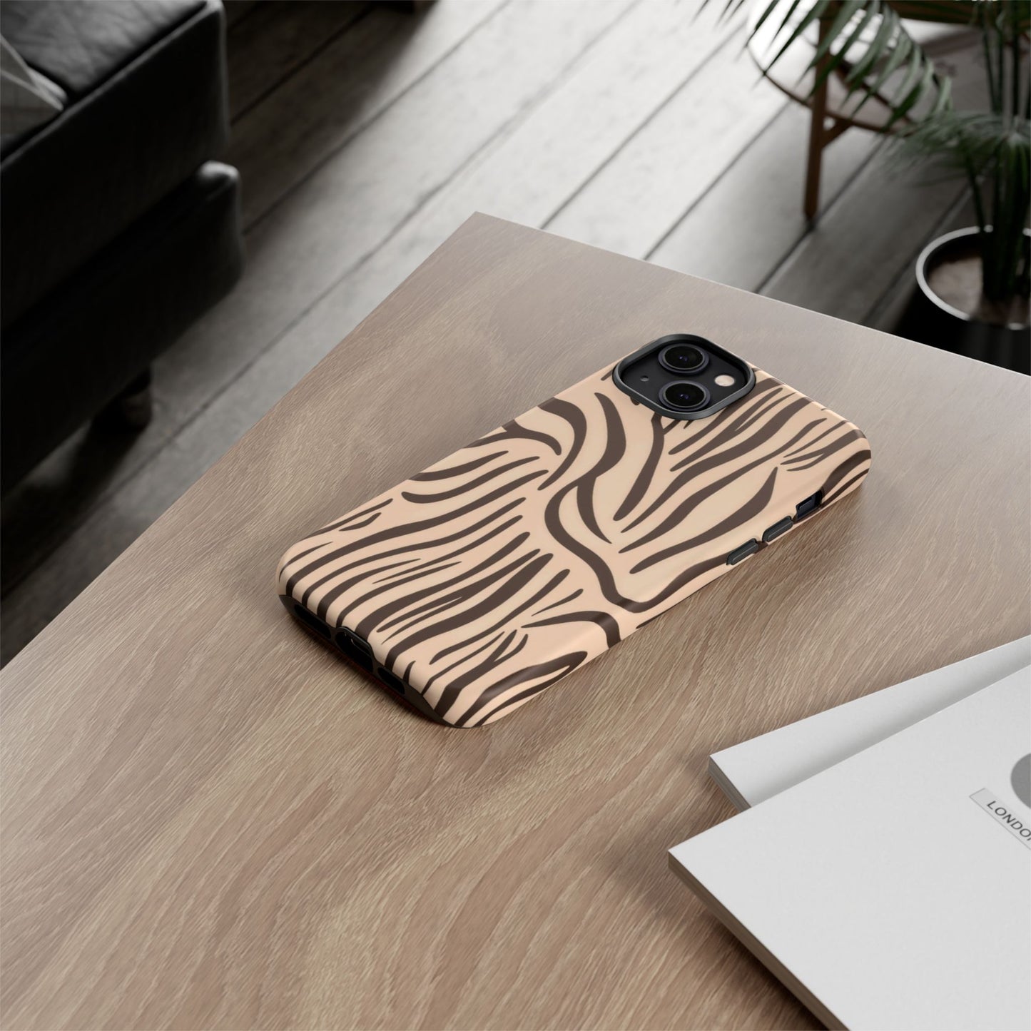 Zebra Stripe Tough Phone Case – Neutral Animal Print Protective Cover
