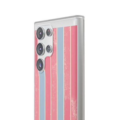 Striped Pink & Blue Phone Case — Retro Pastel Flexi Case