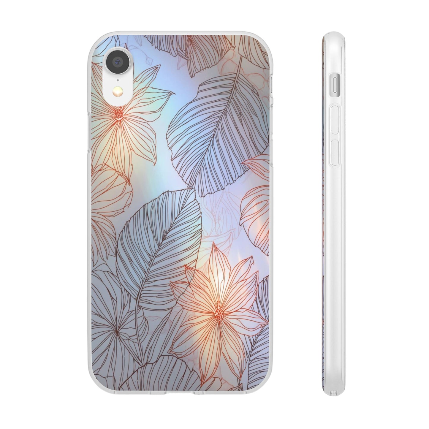 Floral Holographic Phone Case — Iridescent Leaves & Flowers Flexi Case