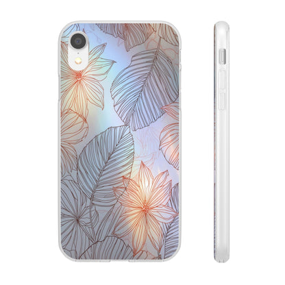 Floral Holographic Phone Case — Iridescent Leaves & Flowers Flexi Case