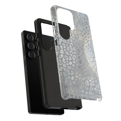 Grey Leopard Print Tough Phone Case — Durable Protective iPhone Cover
