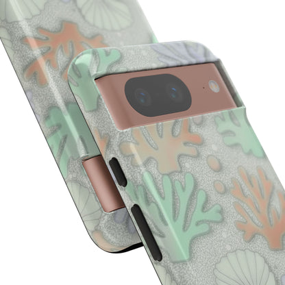 Pastel Coral Reef Tough Phone Case – Sea Shell & Coral Pattern Durable Protector