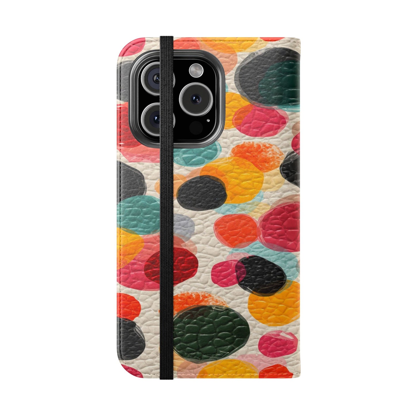 Colorful Confetti Dot Flip Phone Case — Retro Polka Wallet Cover