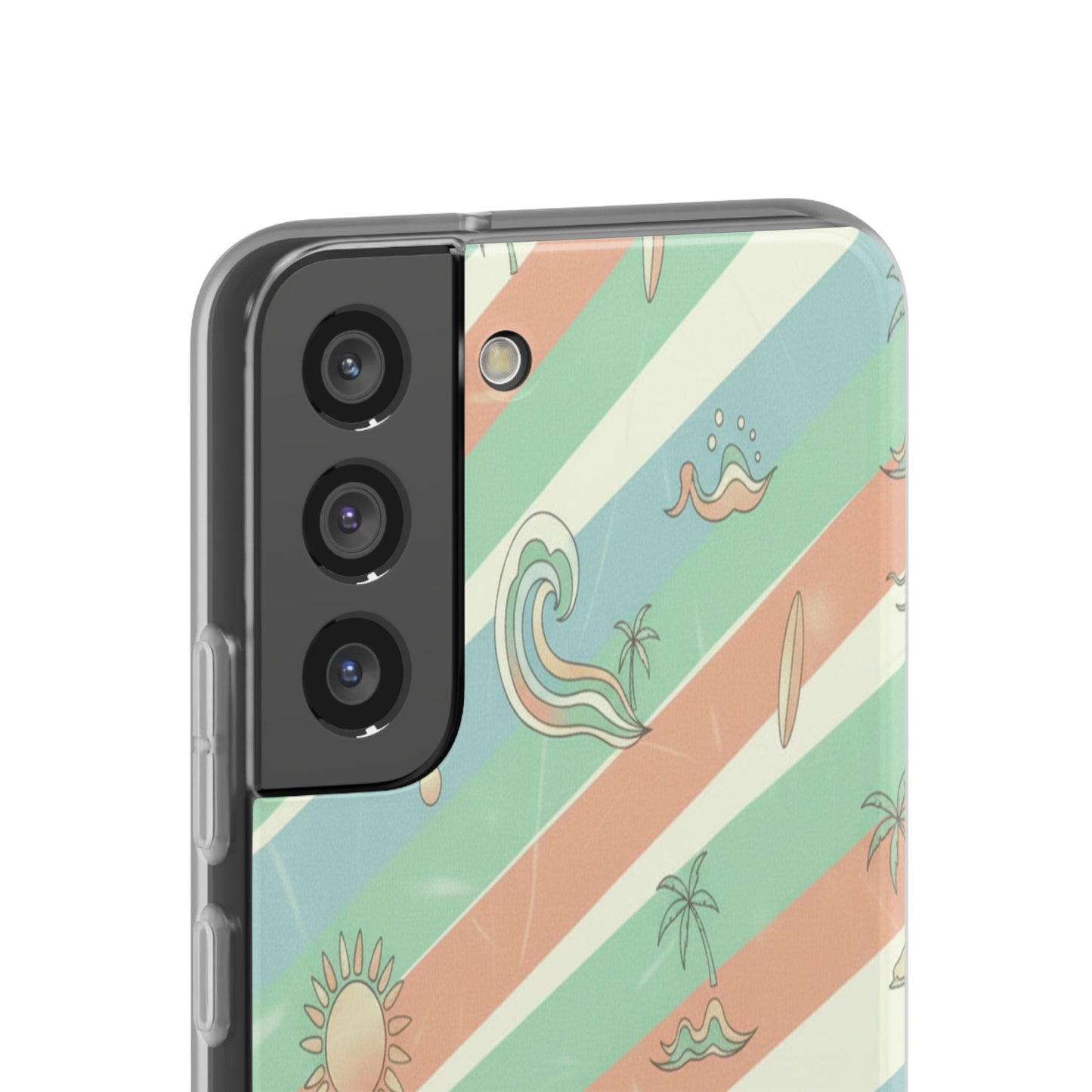 Beach Vibes Phone Case — Retro Pastel Surf & Palm Protective Flexi Case