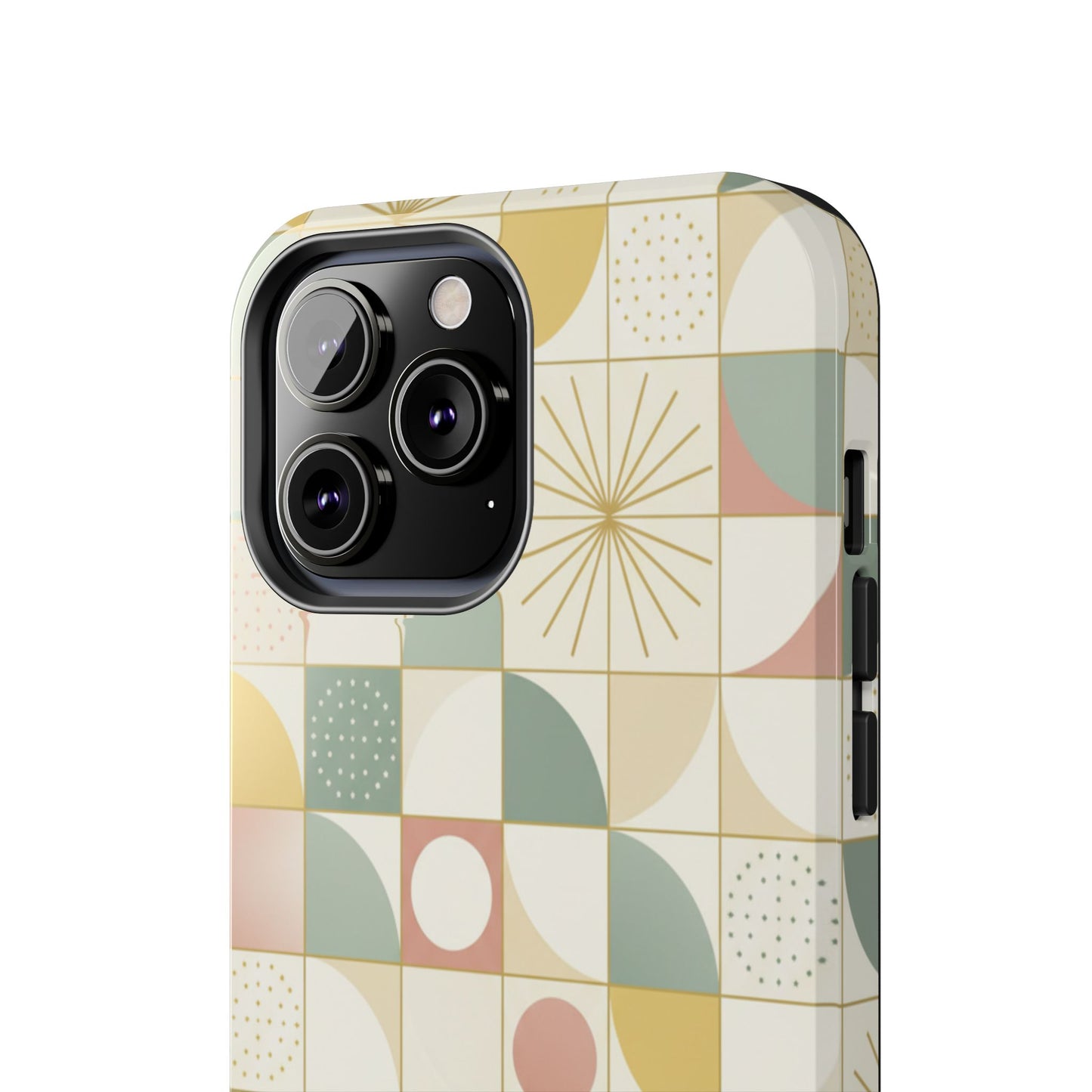 Retro Geometric Tough Phone Case — Pastel Midcentury Pattern