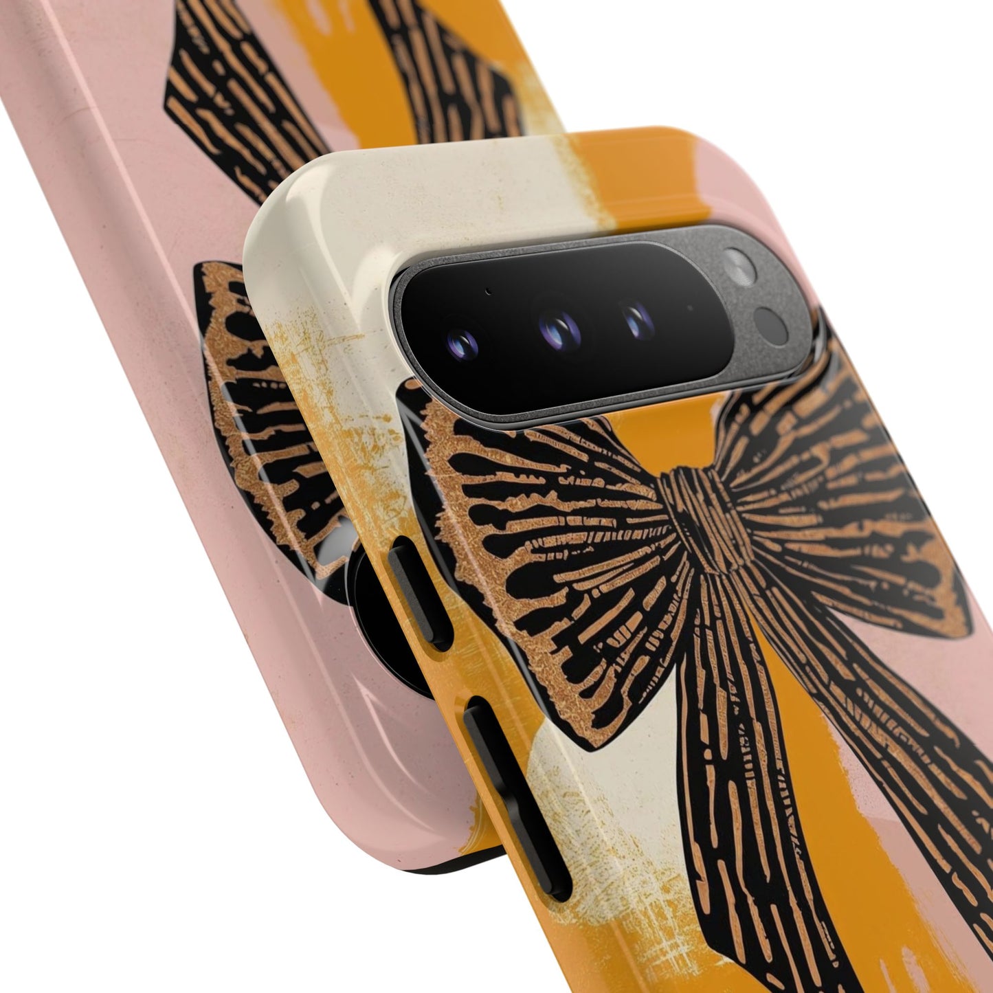 Bow Brushstroke Tough Phone Case — Pink & Mustard