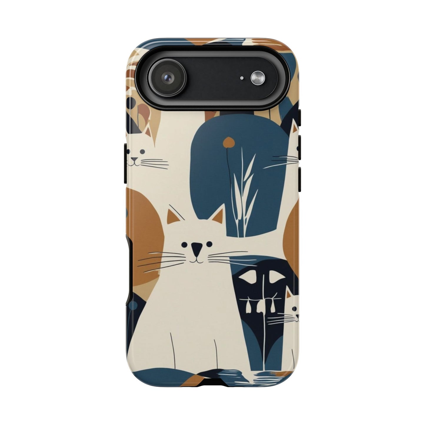 Cat Pattern Phone Case – Retro Abstract Cats Protective iPhone Cover