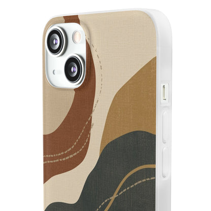Abstract Earth Tone Phone Case — Boho Wavy Flexi Case