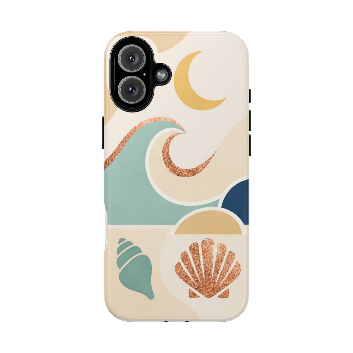 Sea Breeze Tough Phone Case — Retro Waves & Shells Design