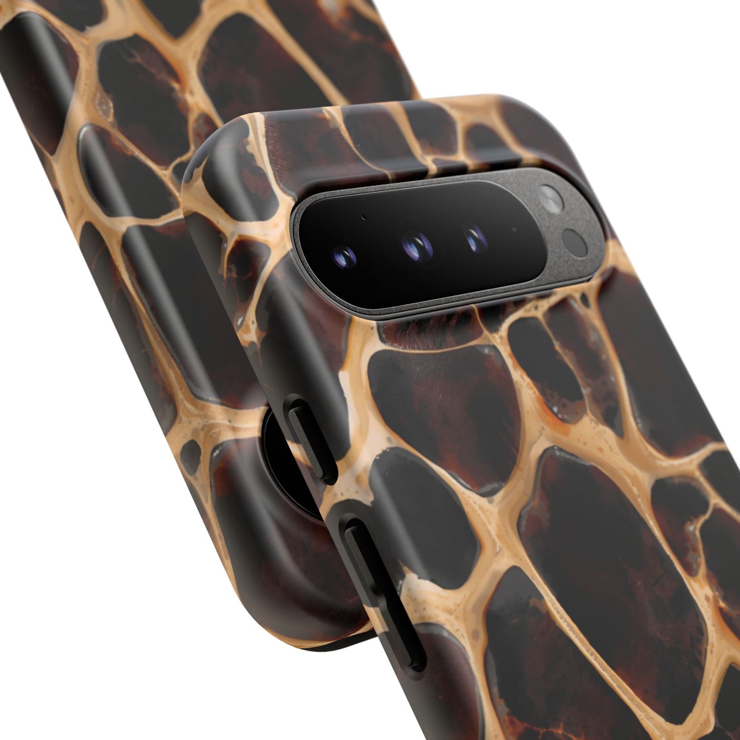 Phone Case — Brown Leather Dot Texture Rugged Protective Cover