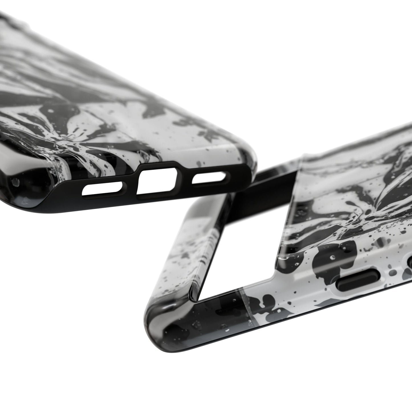 Monochrome Tile Floral Tough Phone Case