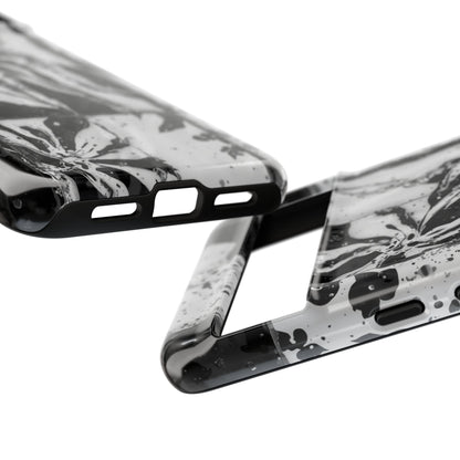 Monochrome Tile Floral Tough Phone Case