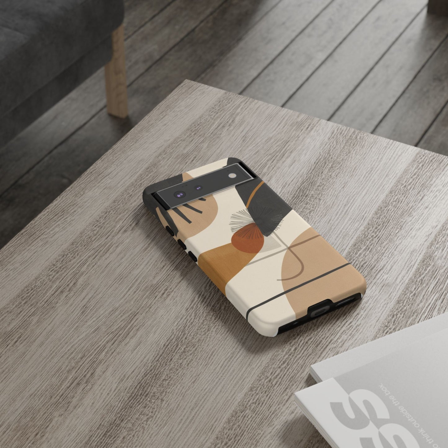 Abstract Earth Tone Phone Case — Mid-Century Minimalist Tough Case