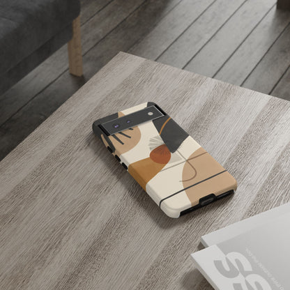 Abstract Earth Tone Phone Case — Mid-Century Minimalist Tough Case