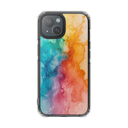 Clear Impact Phone Case — Rainbow Watercolor Splash Magnetic Compatible