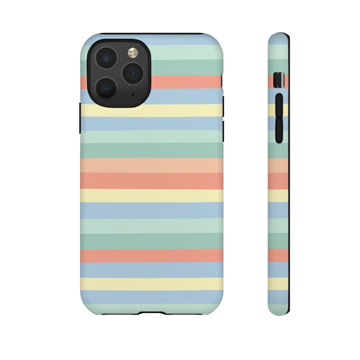 Pastel Striped Phone Case — Retro Horizontal Multi-Color Tough Case