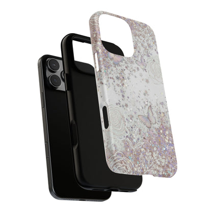 Butterfly Glitter Tough Phone Case — Floral Sparkle Protective Case