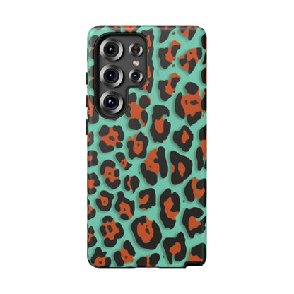 Teal & Rust Leopard Phone Case — Tough Protective Animal Print