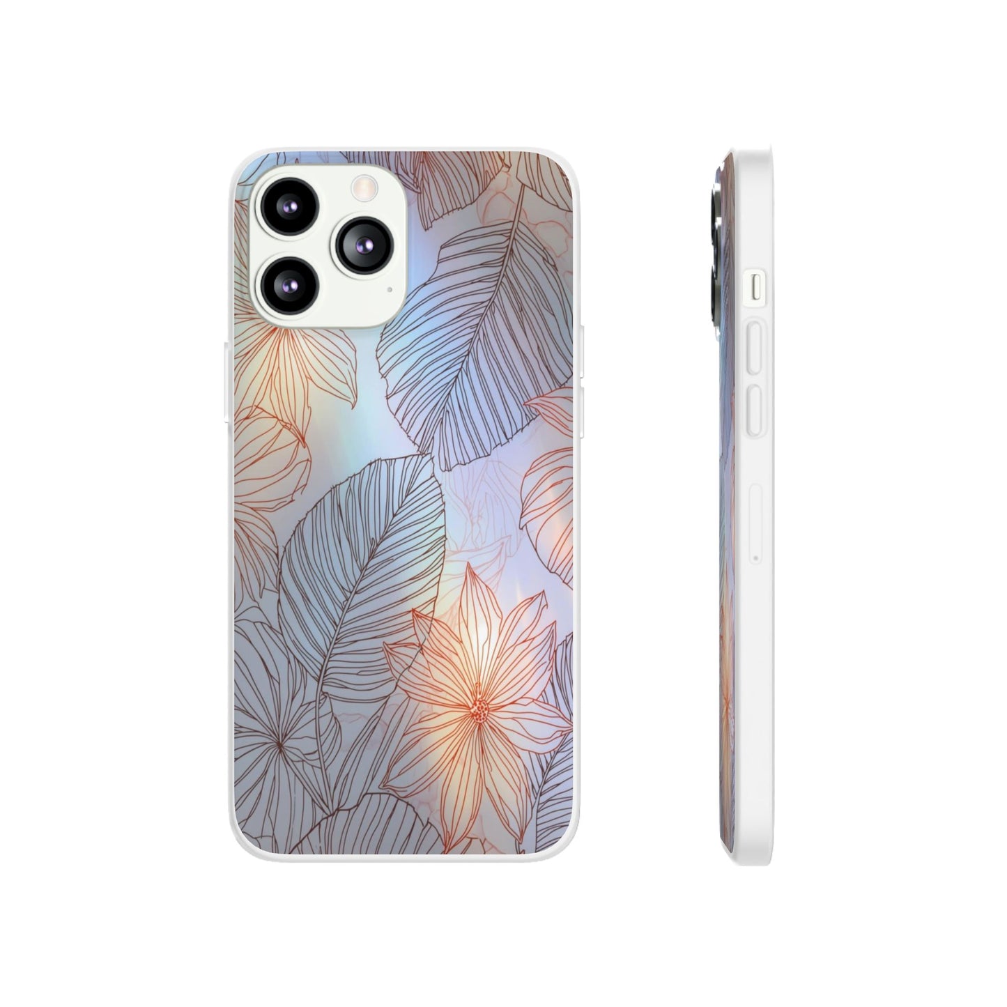 Floral Holographic Phone Case — Iridescent Leaves & Flowers Flexi Case