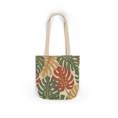 Tropical Monstera Canvas Tote Bag – Earthy Leaf Pattern Eco Shopper
