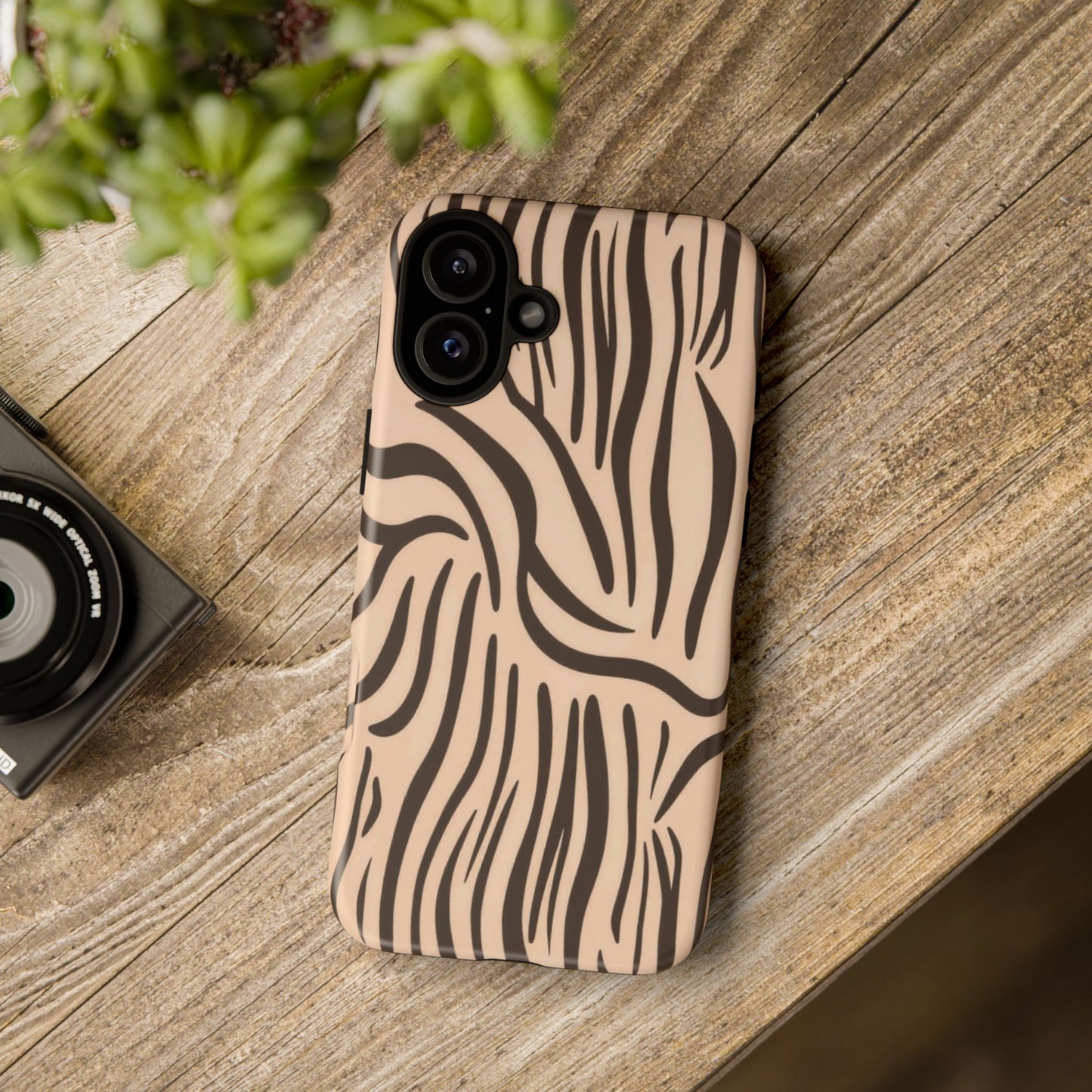Zebra Stripe Tough Phone Case – Neutral Animal Print Protective Cover
