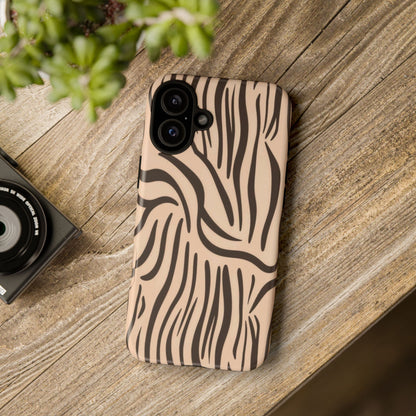 Zebra Stripe Tough Phone Case – Neutral Animal Print Protective Cover