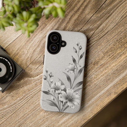 Floral Monochrome Phone Case — Elegant Black & White Lily Design