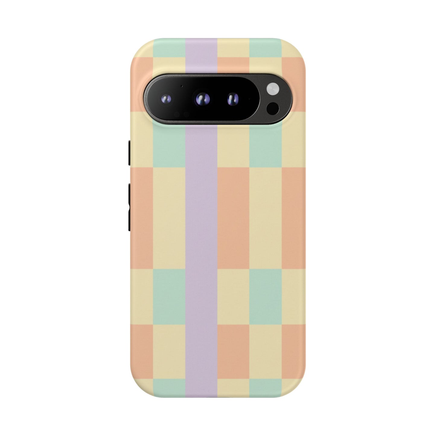 Pastel Checkered Phone Case — Retro Stripe Tough Case
