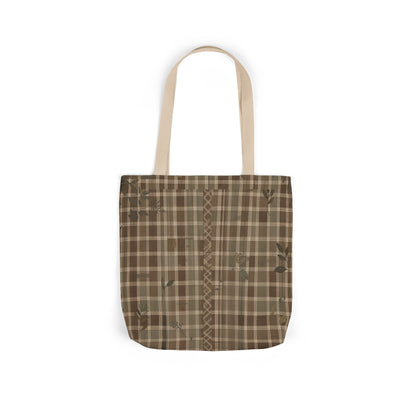 Plaid Canvas Tote Bag — Brown Rustic Checkered Market Bag