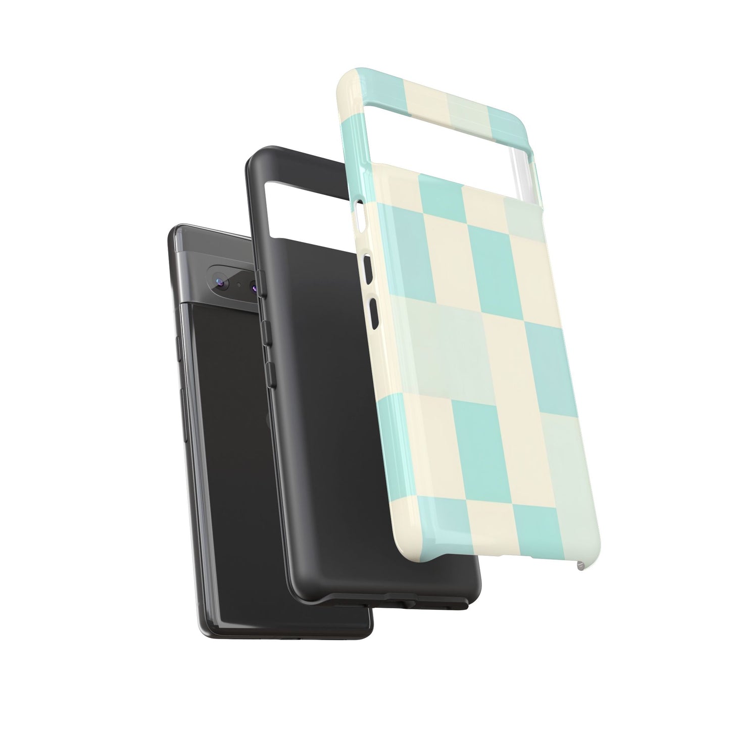 Pastel Checkerboard Tough Case – Mint & Cream Protective Phone Cover