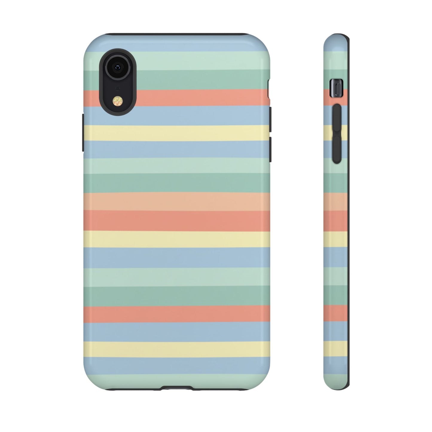 Pastel Striped Phone Case — Retro Horizontal Multi-Color Tough Case