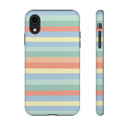 Pastel Striped Phone Case — Retro Horizontal Multi-Color Tough Case