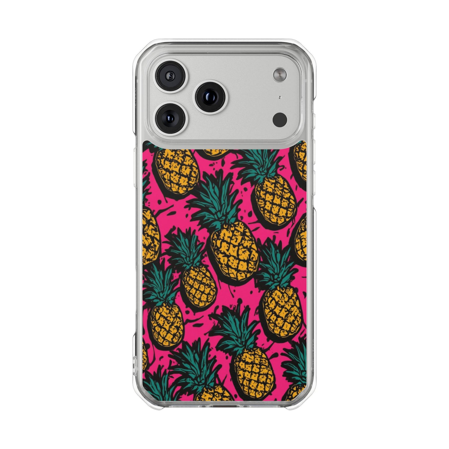 Pineapple Pop Clear Magnetic Phone Case — Impact-Resistant Tropical Design