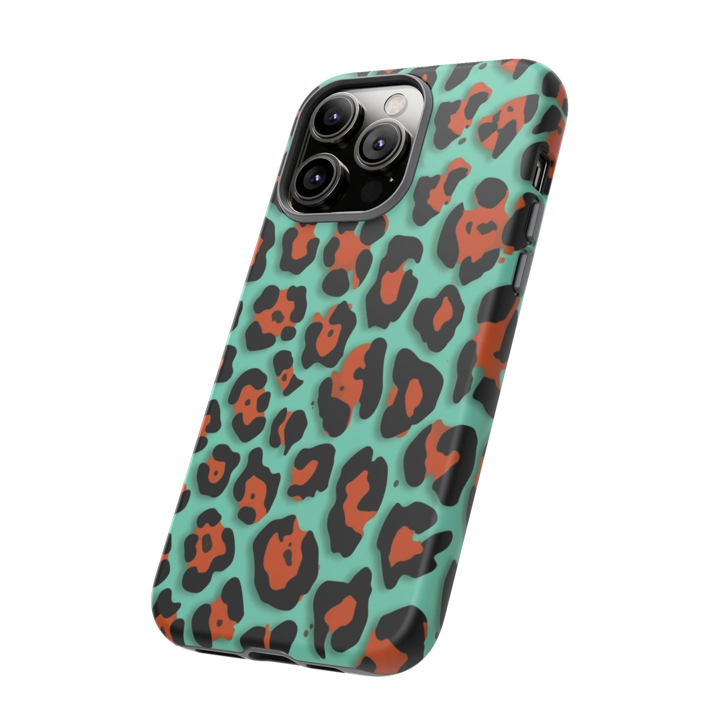 Teal & Rust Leopard Phone Case — Tough Protective Animal Print
