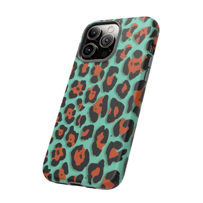 Teal & Rust Leopard Phone Case — Tough Protective Animal Print