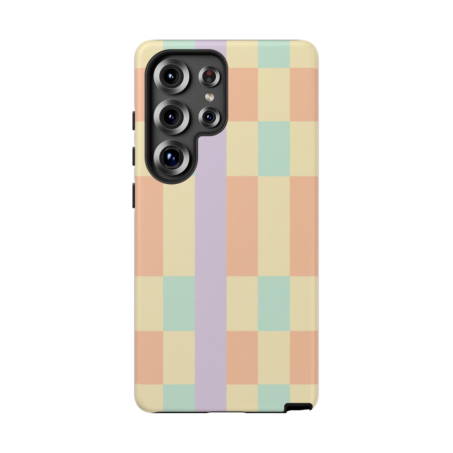 Pastel Checkered Phone Case — Retro Stripe Tough Case
