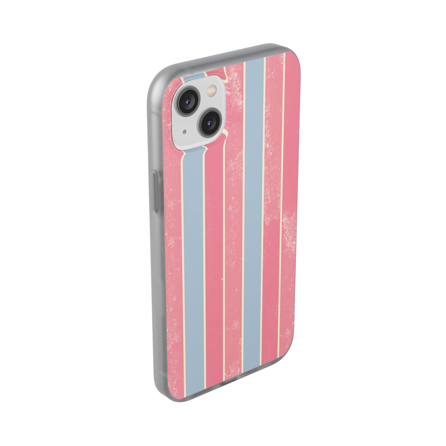 Striped Pink & Blue Phone Case — Retro Pastel Flexi Case