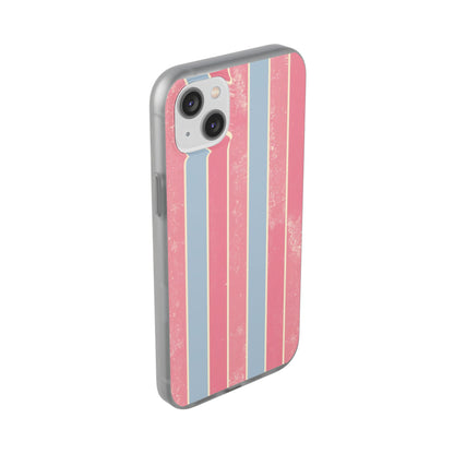 Striped Pink & Blue Phone Case — Retro Pastel Flexi Case
