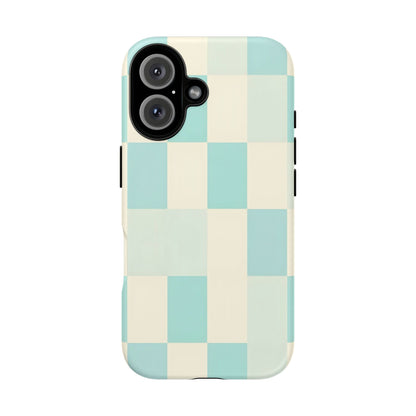 Pastel Checkerboard Tough Case – Mint & Cream Protective Phone Cover