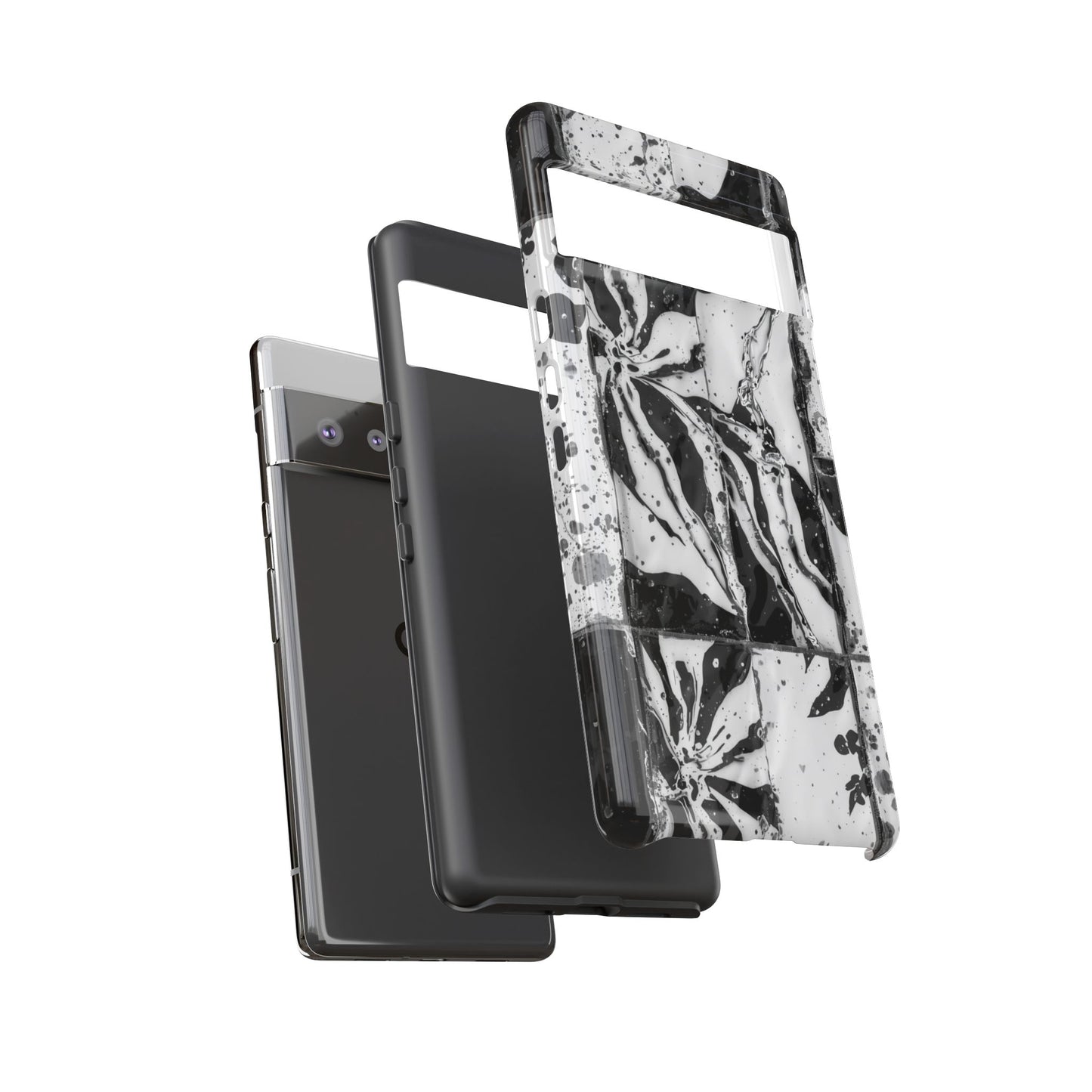 Monochrome Tile Floral Tough Phone Case