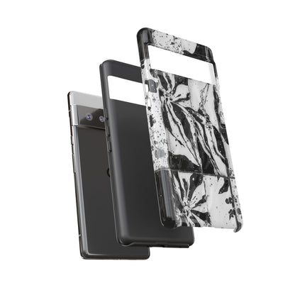 Monochrome Tile Floral Tough Phone Case